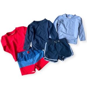 RuggedButts Kids Rash Guard Swim Shirts & Swim Trunks Set 12-18m (5pcs)